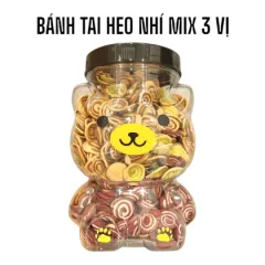 Bánh Tai Heo Mix 3 Vị (Caramel, Khoai Môn, Trà Xanh) 400g Thơm Ngon - Hũ Gấu Lớn