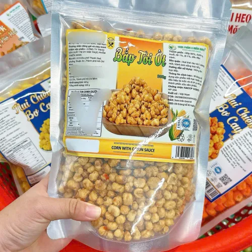 Bắp Tỏi Ớt 500g Thơm Ngon Túi Zip