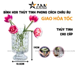 Bình Hoa Thủy Tinh - Lọ Hoa Mang Phong Cách Châu Âu Sang Trọng 19x10.5cm