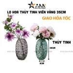 Bình Hoa Thủy Tinh - Lọ Hoa Viền Vàng Sang Trọng 35x8cm