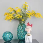 Bình Hoa Thủy Tinh - Lọ Hoa Viền Vàng Sang Trọng 35x8cm
