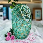 Bình Hoa Thủy Tinh - Lọ Hoa Viền Vàng Sang Trọng 35x8cm