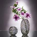 Bình Hoa Thủy Tinh - Lọ Hoa Viền Vàng Sang Trọng 35x8cm