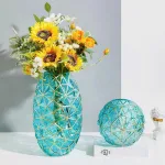 Bình Hoa Thủy Tinh - Lọ Hoa Viền Vàng Sang Trọng 35x8cm