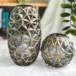 Bình Hoa Thủy Tinh - Lọ Hoa Viền Vàng Sang Trọng 35x8cm
