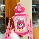 Bình Nước Giữ Nhiệt Cho Bé In Hoạt Hình Có Quai Đeo 450ml