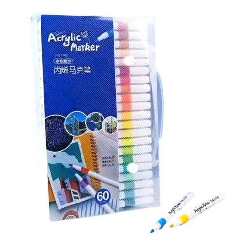 Bộ 60 Màu Acrylic Vẽ Trên Mọi Chất Liệu Có Thể Vẽ Chồng Màu 20x14x3cm