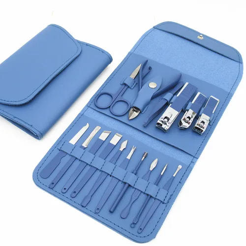 Bộ Cắt Móng Tay 16 Món Bằng Thép Không Gỉ Kèm Bao