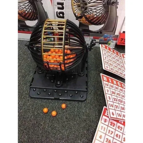 Bộ Đồ Chơi Lô Tô Size To - Loto Bingo 90 Số Có Tờ Thẻ Dò Và Lồng Quay Xổ Số Dịp Tết 25×25cm