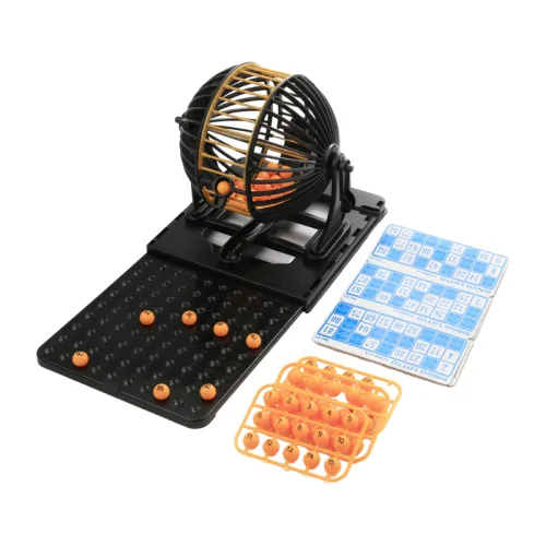 Bộ Đồ Chơi Lô Tô Size To - Loto Bingo 90 Số Có Tờ Thẻ Dò Và Lồng Quay Xổ Số Dịp Tết 25×25cm