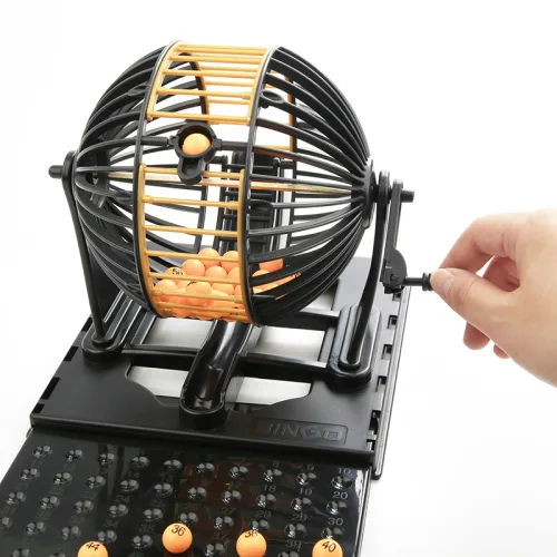 Bộ Đồ Chơi Lô Tô Size To - Loto Bingo 90 Số Có Tờ Thẻ Dò Và Lồng Quay Xổ Số Dịp Tết 25×25cm
