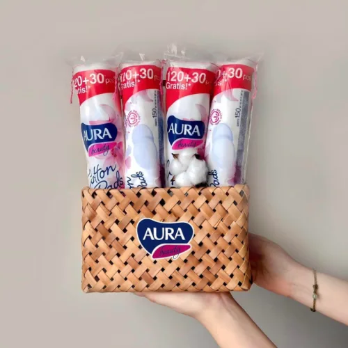 Bông Tẩy Trang Aura Chất Liệu Cotton Mềm Mại Cho Da 150 Miếng