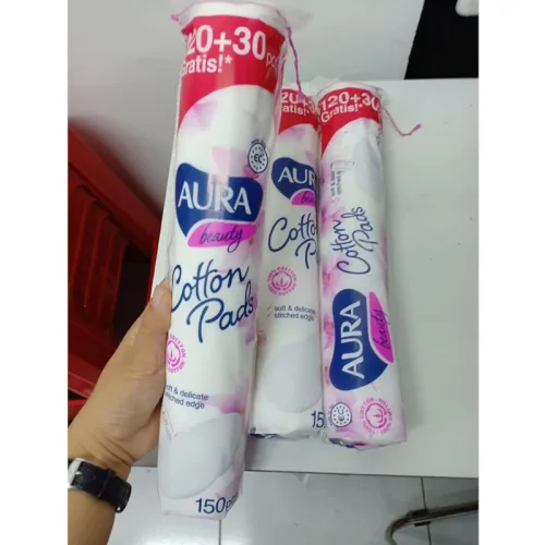 Bông Tẩy Trang Aura Chất Liệu Cotton Mềm Mại Cho Da 150 Miếng