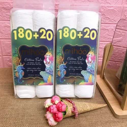 Bông Tẩy Trang Mihoo 100% Cotton (200 Miếng)