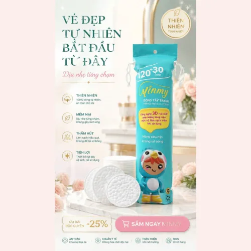 Bông Tẩy Trang Minmy Xanh 130 + 20 Miếng