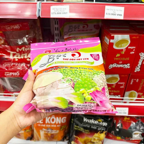 Bột 5 Thứ Đậu Hạt Sen Bích Chi Không Đường 350g - Bịch Màu Hồng