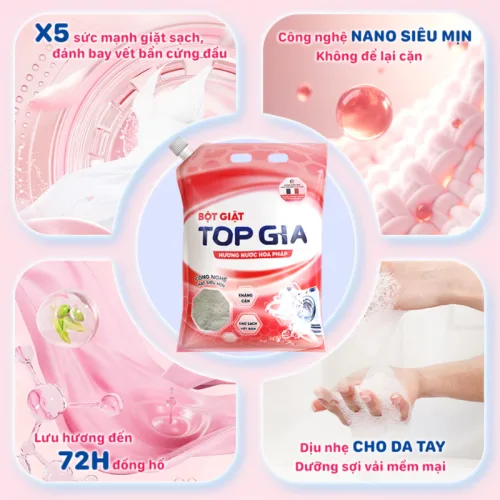 Bột Giặt Quần Áo Top Gia 3.3kg Hương Nước Hoa Pháp