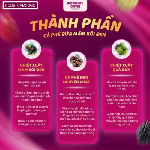 Cà Phê Bứa Mâm Xôi Đen Blackberry Coffee 16g x 15 gói