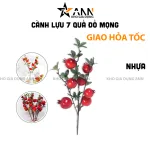 Cành Lựu 7 Trái Mọng Đỏ Cắm Bình Trang Trí Không Gian Sống
