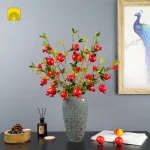 Cành Lựu 7 Trái Mọng Đỏ Cắm Bình Trang Trí Không Gian Sống