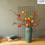 Cành Lựu 7 Trái Mọng Đỏ Cắm Bình Trang Trí Không Gian Sống