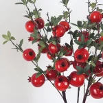 Cành Lựu 7 Trái Mọng Đỏ Cắm Bình Trang Trí Không Gian Sống