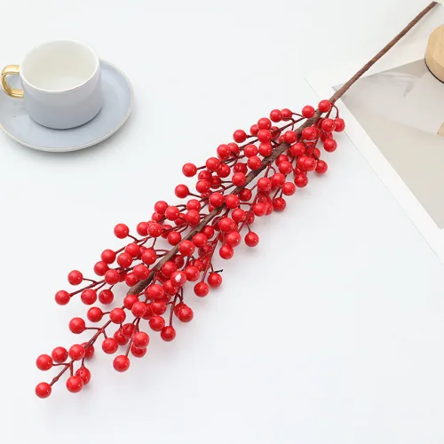 1 Cành Đông Đào 12 Nhánh Trái Mọng Đỏ Dài 90cm