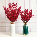 1 Cành Đông Đào 12 Nhánh Trái Mọng Đỏ Dài 90cm