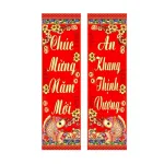 Cặp 2 Câu Đối Cá Chép 3d - Câu Đối Đỏ Trang Trí Tết 30x90cm