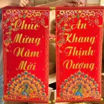 Cặp 2 Câu Đối Đỏ Hình Công Treo Tường Trang Trí Tết 35x75cm