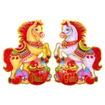 Cặp 2 Tranh Dán Cửa Ngựa - Tranh Dán Trang Trí Tết 80cm