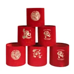 Cặp 2 Trụ Nhung Đỏ Cắm Hoa In Chữ - Hộp Cắm Hoa Đỏ Trang Trí Tết