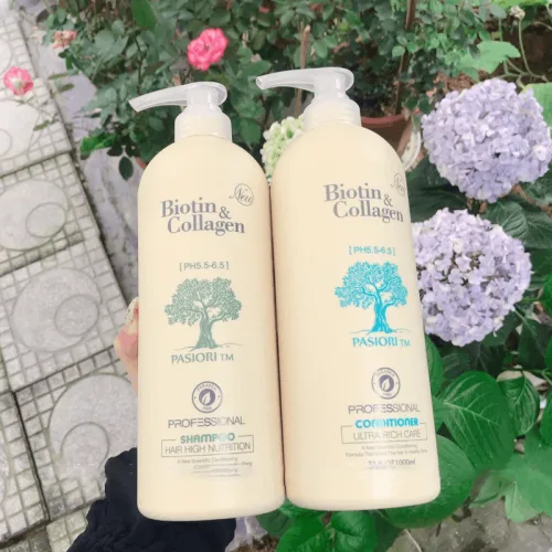 Cặp dầu gội xả Biotin Collagen trắng 1000ml Chính Hãng