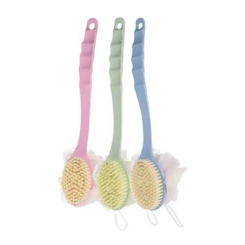 Cây Chà Lưng - Cọ Tắm Kì Lưng - Bàn Chải Chà Lưng 2 Đầu Có Bông Tắm 35cm