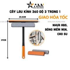 Cây Lau Kính 3 Trong 1 -Chổi Lau Kính Gạt Nước Xoay 360 Độ Linh Hoạt 29x25.5cm