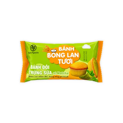 Bánh Bông Lan Tươi Trứng Sữa Kim Nguyên Vị Matcha 60g - Bịch Xanh Lá