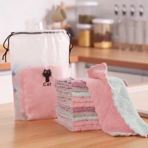Combo 10 Khăn Lau Bếp Đa Năng - Khăn Bếp 2 Mặt Vải Mềm Mịn Siêu Thấm Nước 25x15Cm