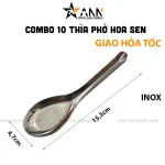 Combo 10 Muỗng Inox 304 Hoa Sen - Thìa Inox 304 Ăn Cơm Ăn Súp Sáng Bóng Bền Đẹp 15.3x4.7cm