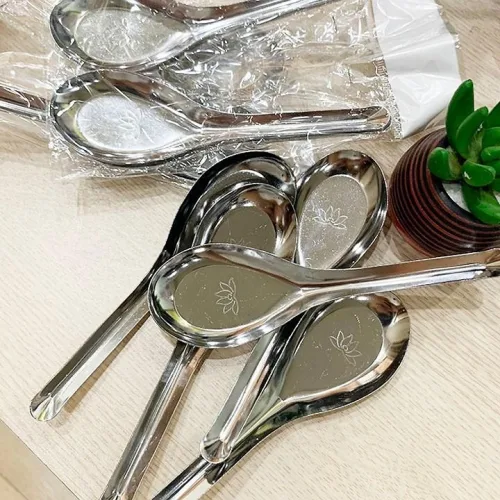 Combo 10 Muỗng Inox 304 Hoa Sen - Thìa Inox 304 Ăn Cơm Ăn Súp Sáng Bóng Bền Đẹp 15.3x4.7cm