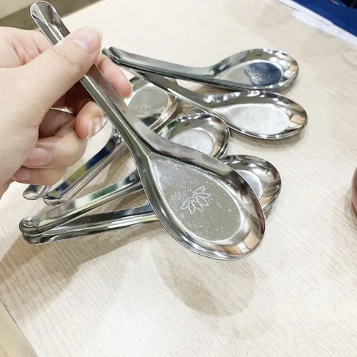 Combo 10 Muỗng Inox 304 Hoa Sen - Thìa Inox 304 Ăn Cơm Ăn Súp Sáng Bóng Bền Đẹp 15.3x4.7cm
