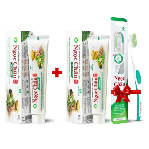Hình ảnh Combo 2 Cây Kem Đánh Răng Ngọc Châu Trắng Răng 100g/Tuýp - Kem Đánh Răng Dược Liệu + Tặng 1 Bài Chải Đánh Răng( tuýp nhỏ) trong bộ sưu tập mỹ phẩm ngọc châu