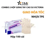 Combo 2 Hộp Găng Tay Cao Su Victoria Size M L Siêu Dai - Hộp 100 Cái Găng Tay Làm Bếp Rửa Chén Đa Năng Dùng 1 Lần