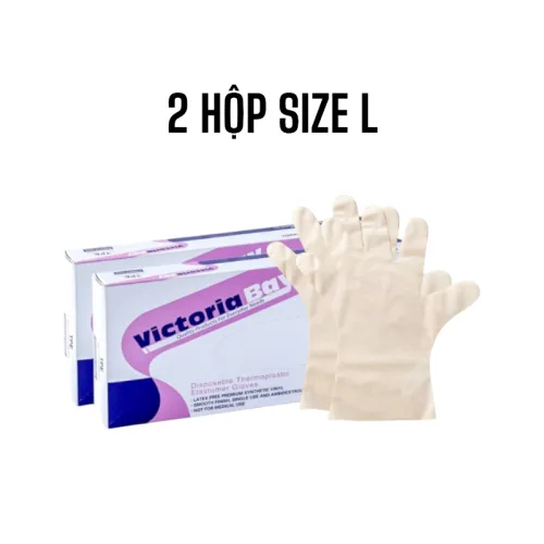 Combo 2 Hộp Găng Tay Cao Su Victoria Size M L Siêu Dai - Hộp 100 Cái Găng Tay Làm Bếp Rửa Chén Đa Năng Dùng 1 Lần
