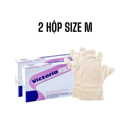 Combo 2 Hộp Găng Tay Cao Su Victoria Size M L Siêu Dai - Hộp 100 Cái Găng Tay Làm Bếp Rửa Chén Đa Năng Dùng 1 Lần