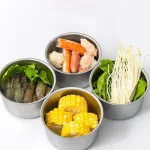 Combo 2 Hộp Inox Tròn Đựng Thực Phẩm Có Nắp Đậy 11x11x7cm