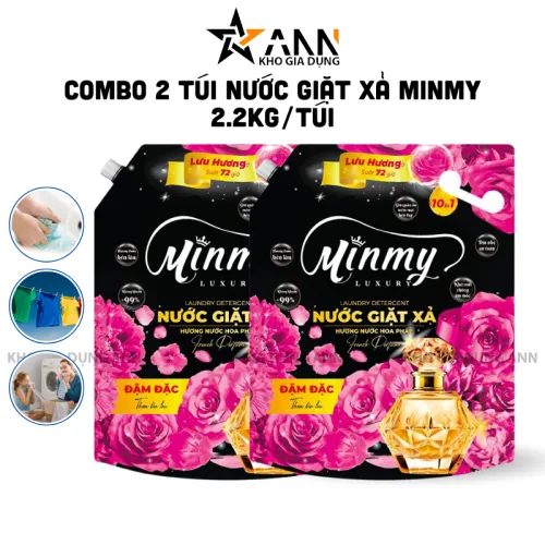 Combo 2 Túi Nước Giặt Xả Minmy Màu Tím Hoặc Hồng 2,2kg/Túi