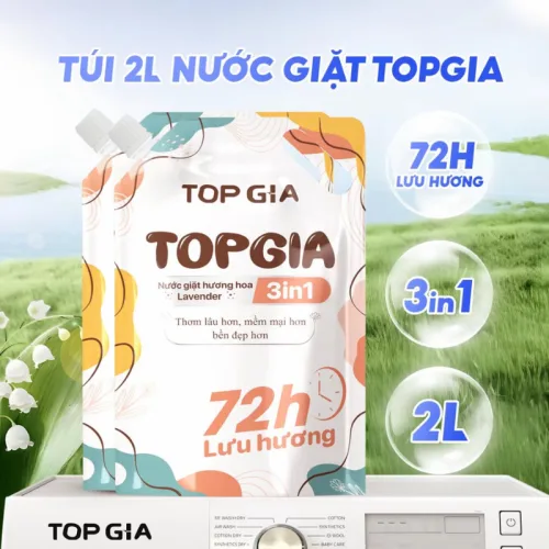 Combo 2 Túi Nước Giặt Xả Top Gia Hương Lavender 3in1 Dịu Nhẹ 2L/Túi( Tổng 2 túi 4 Lít)
