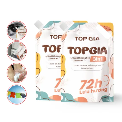 Combo 2 Túi Nước Giặt Xả Top Gia Hương Lavender 3in1 Dịu Nhẹ 2L/Túi( Tổng 2 túi 4 Lít)