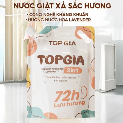 Combo 2 Túi Nước Giặt Xả Top Gia Hương Lavender 3in1 Dịu Nhẹ 2L/Túi( Tổng 2 túi 4 Lít)