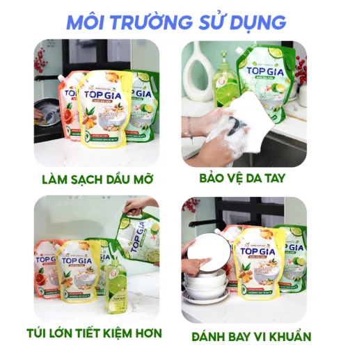 Combo 2 Túi Nước Rửa Chén Top Gia Dung Tích 2L/Túi